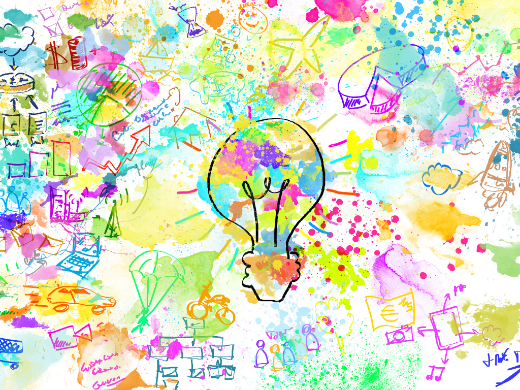 creative painting with light bulb