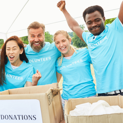 group of volunteers fundraising