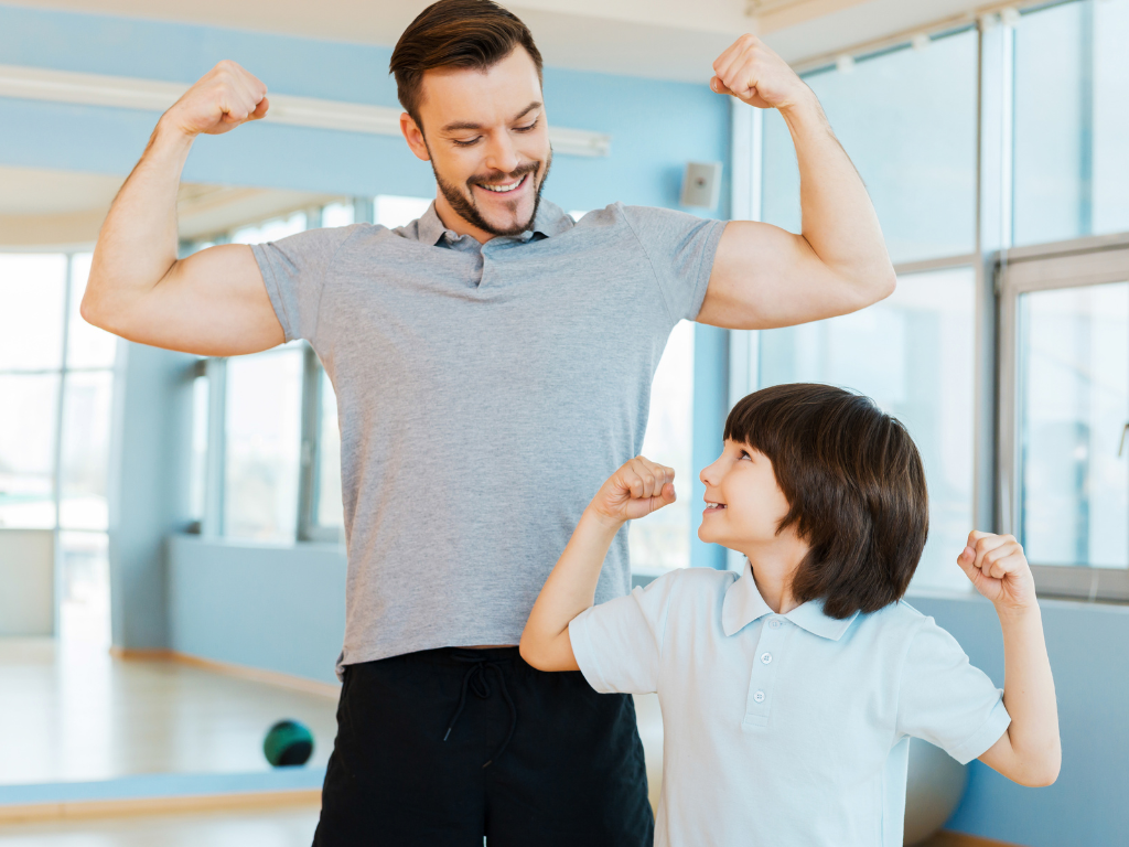 healthy dad and kid
