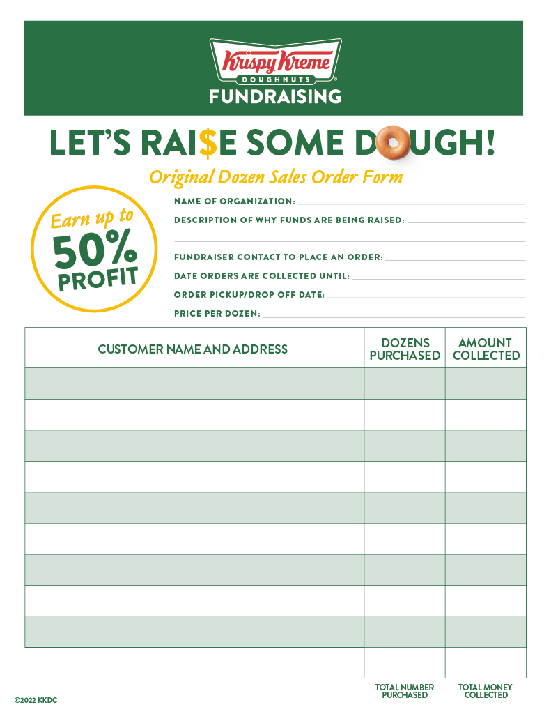 Krispy Kreme Fundraiser Order Form Example