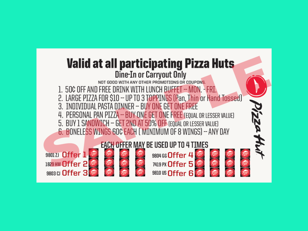 Pizza Hut discount card fundraising