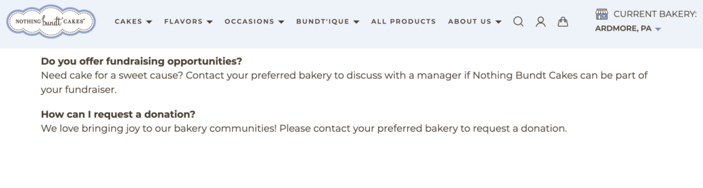 Nothing Bundt Cakes fundraising FAQ