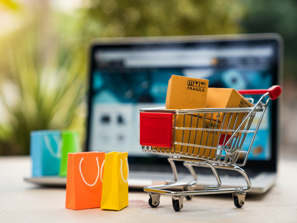 online shopping cart with multiple packages